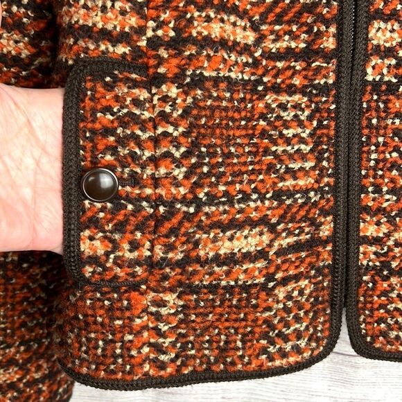 Talbots Wool Blend Tweed Brown Orange Full-Zip Jacket Blazer - Picture 5 of 10